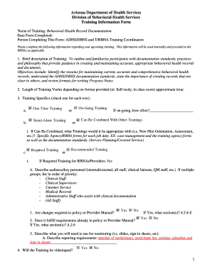 Behavioral Health Record Documentation Training Form