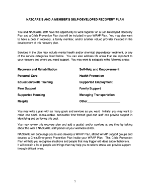 NAZCARE Self-Developed Recovery Plan