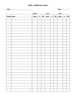 USRA IR5050 Score Sheet