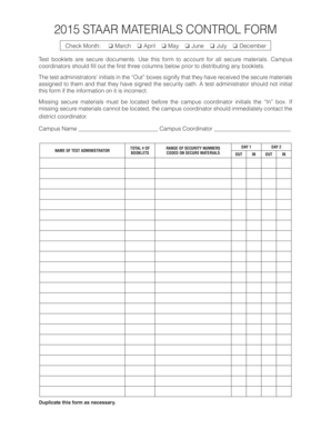 STAAR Materials Control Form