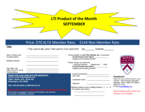 Land Title Institute Product Order Form