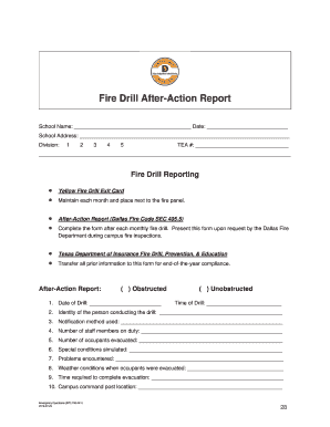 Fire department after action review template - Fire Drill After-Action Report - Dallas ISD - dallasisd