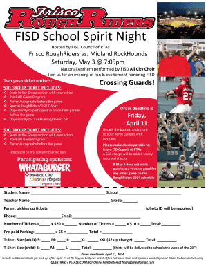 FISD School Spirit Night Ticket Order Form