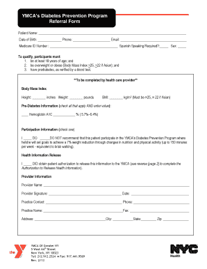 YMCA Diabetes Prevention Program Referral Form