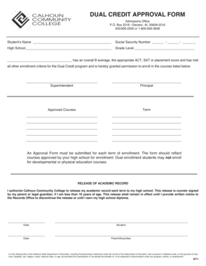 Calhoun Dual Credit Approval Form