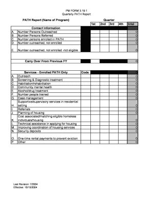 Quarterly PATH Report Form