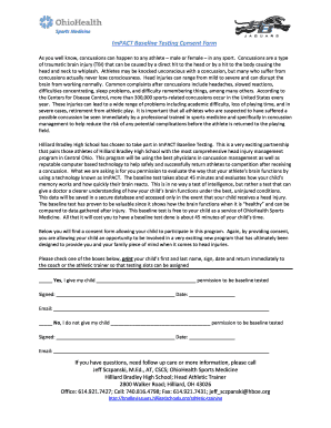 ImPACT Baseline Testing Consent Form