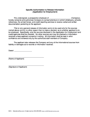 Authorization to Release Information for Employment