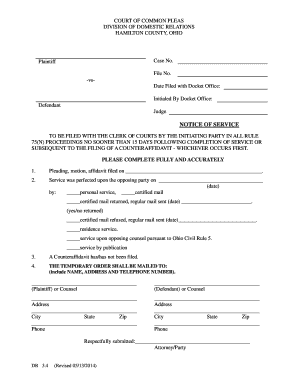 Ohio Notice of Service
