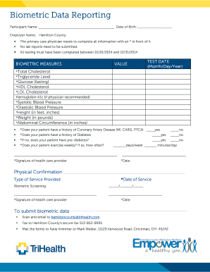 Biometric Data Reporting Form