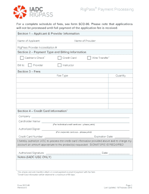 RigPass Provider Accreditation Payment Form