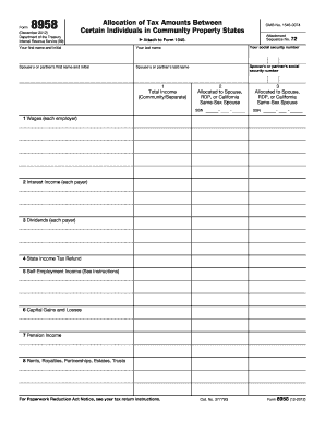 Form 8958 Allocation of Tax Amounts