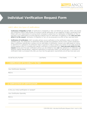ANCC Individual Verification Request Form
