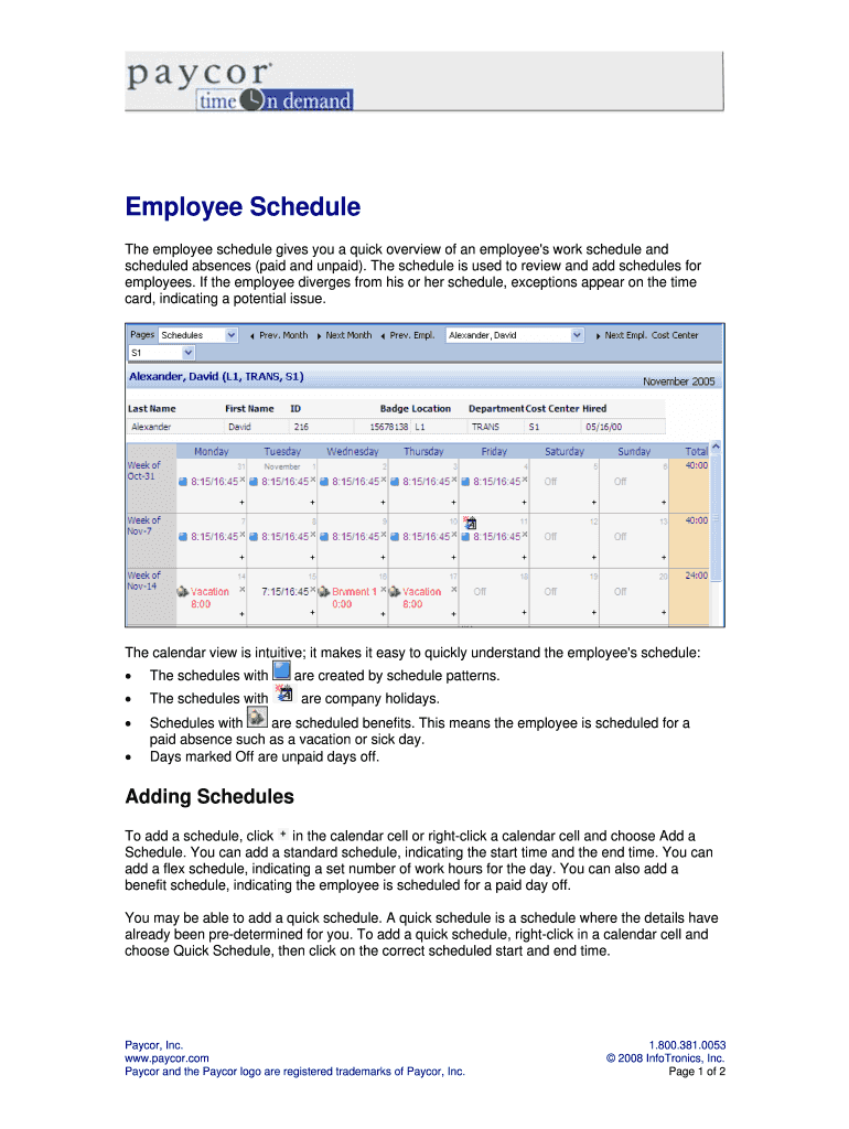 Fillable Online Employee Schedule Fax Email Print - pdfFiller
