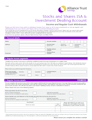 Stocks and Shares ISA Income Withdrawal Form