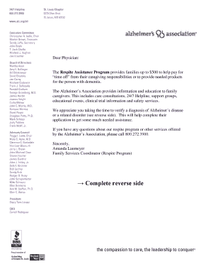 Physician's Statement for Respite Assistance Program