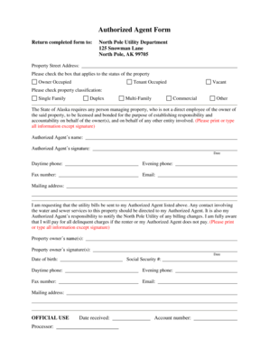 Alaska Authorized Agent Form