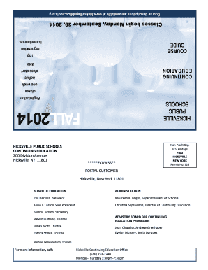 Hicksville Public Schools Continuing Education Registration Form