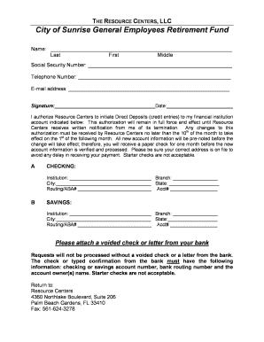 Direct Deposit Authorization Form