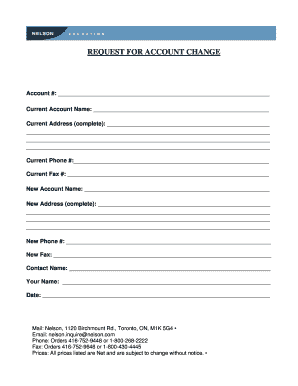 Request for Account Change Form