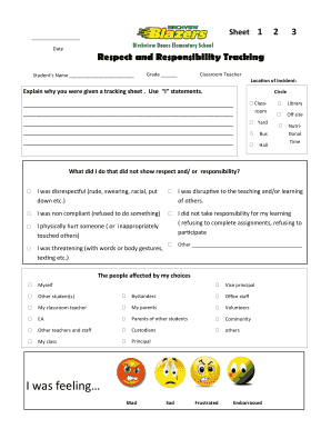 Respect and Responsibility Tracking Sheet