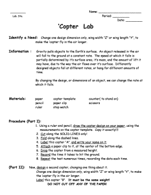 Copter Lab Experiment Form