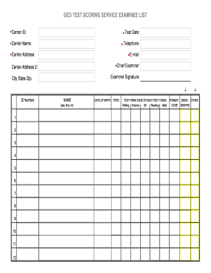 GED Test Scoring Service Examinee List