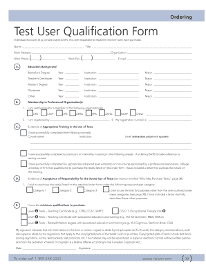 Test User Qualification Form