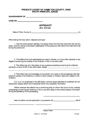 Ohio Guardianship Affidavit