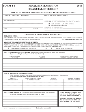 Florida Final Statement of Financial Interests Form 1F