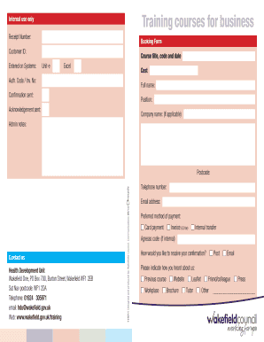 Wakefield Council Training Course Booking Form