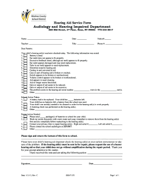 Hearing Aid Service Form