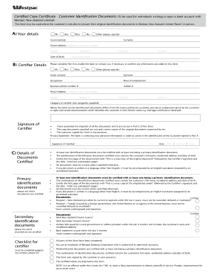 Certified Copy Certificate for Bank Account Opening