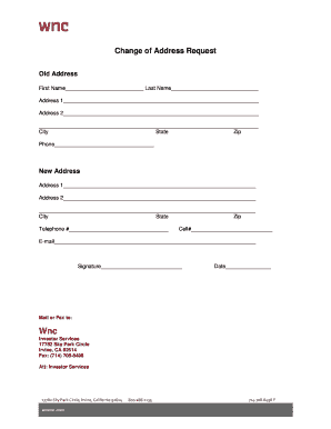 Change of Address Request Form