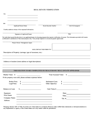 Real Estate Verification Form