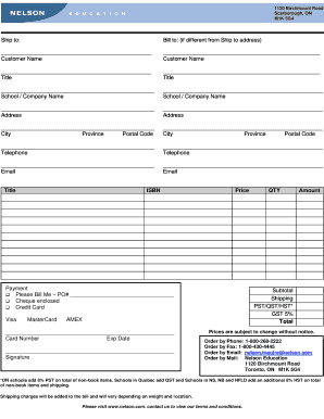 Nelson Education Order Form