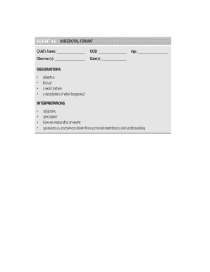 Anecdotal Observation Form