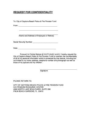 Request for Confidentiality