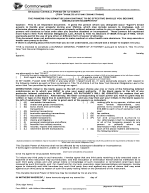 New York Durable General Power of Attorney
