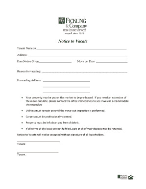 Notice to Vacate