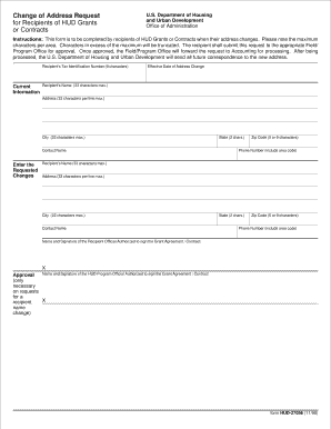 Change of Address Request for HUD Grant Recipients