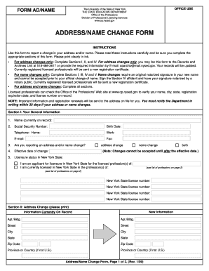 New York State Address/Name Change Form