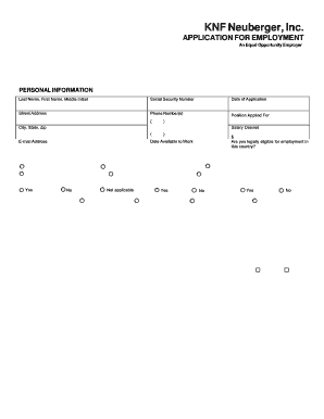 KNF Neuberger Employment Application