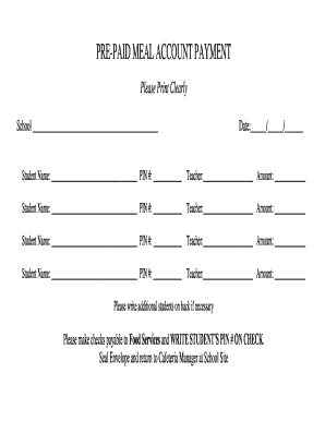School Meal Account Payment Form