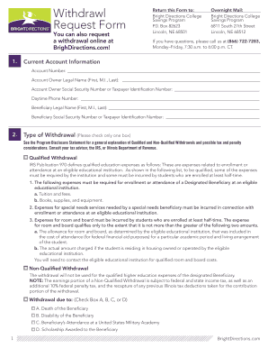 Bright Directions College Savings Program Withdrawal Form