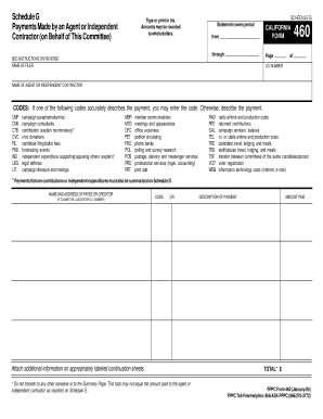 California Form 460 Schedule G