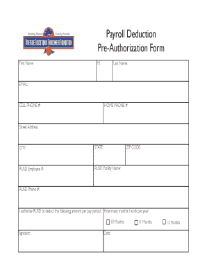Payroll Deduction Pre-Authorization Form