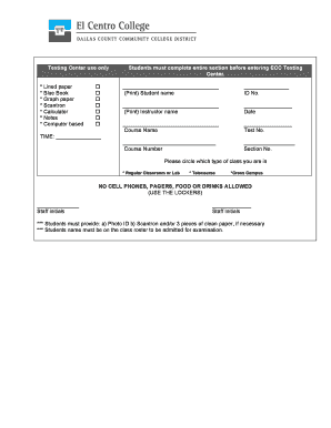 ECC Testing Center Student Form