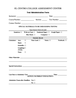 Test Administration Form