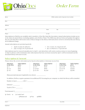 OhioDocs Subscription Order Form